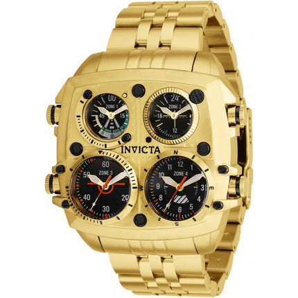 Invicta Men's Quartz Watch - Aviator Zulu Four Time Zone Yellow Gold Bracelet | 35197 ,