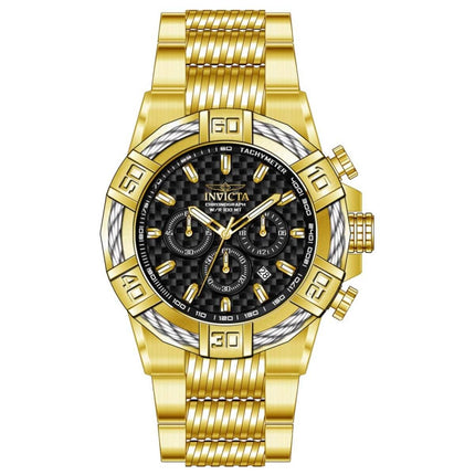 Invicta Men's Quartz Watch - Bolt Black Carbon Fiber Dial Yellow Gold Bracelet | 38022 ,