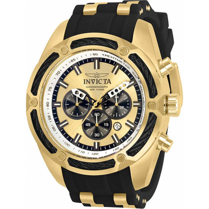 Invicta Men's Quartz Watch - Bolt Chronograph Black and Yellow Gold Strap | 31065 ,