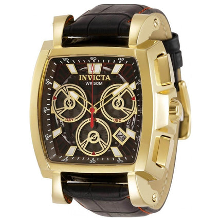 Invicta Men's Quartz Watch - Cuadro Chronograph Black Leather Strap | 32163 ,