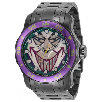 Invicta Men's Quartz Watch - DC Comics Joker Black IP Stainless Steel Bracelet | 35613 ,