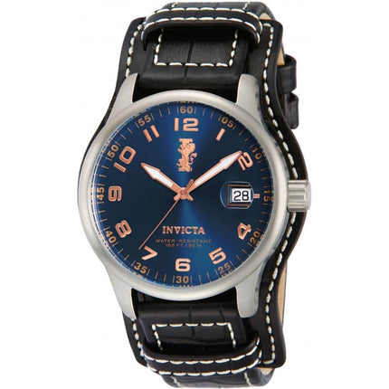 Invicta Men's Quartz Watch - I-Force Blue Dial Black Leather Strap | 12978 ,