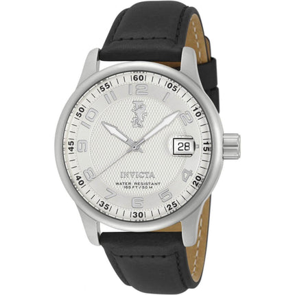 Invicta Men's Quartz Watch - I-Force Silver Tone Dial Black Leather Strap | 12823 ,