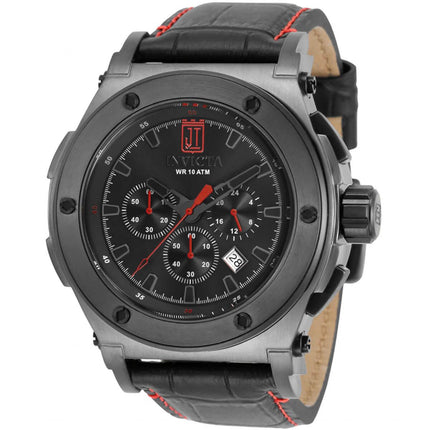 Invicta Men's Quartz Watch - Jason Taylor Chronograph Black Dial Leather Strap | 33215 ,