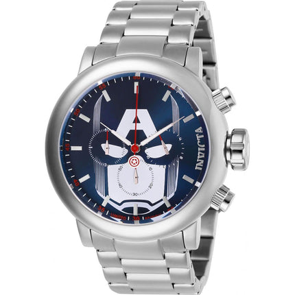 Invicta Men's Quartz Watch - Marvel Blue and White Dial Silver Tone Bracelet | 28424 ,