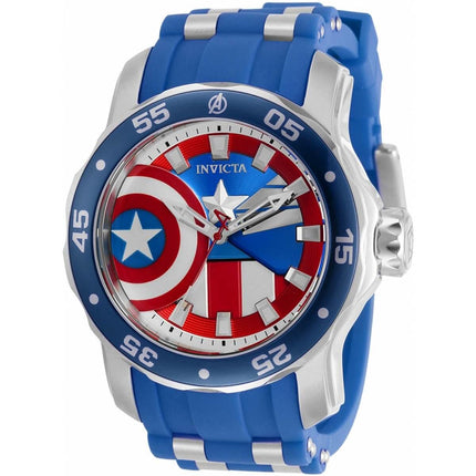 Invicta Men's Quartz Watch - Marvel Captain America Blue and Silver Strap | 34743 ,