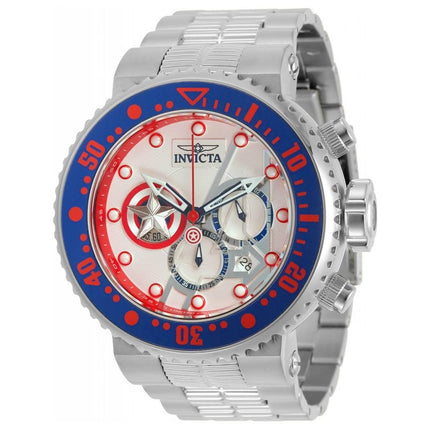 Invicta Men's Quartz Watch - Marvel Captain America Silver Tone Bracelet | 31905 ,