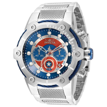 Invicta Men's Quartz Watch - Marvel Captain America Silver Tone Bracelet | 32174 ,