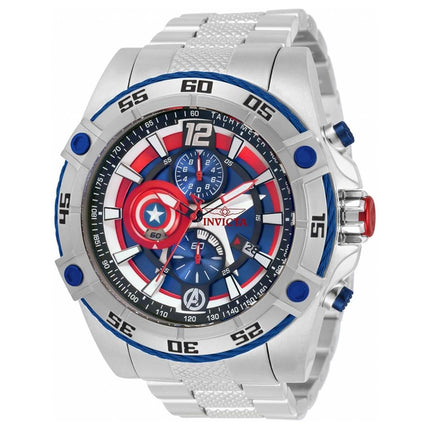Invicta Men's Quartz Watch - Marvel Captain America Silver Tone Bracelet | 32501 ,