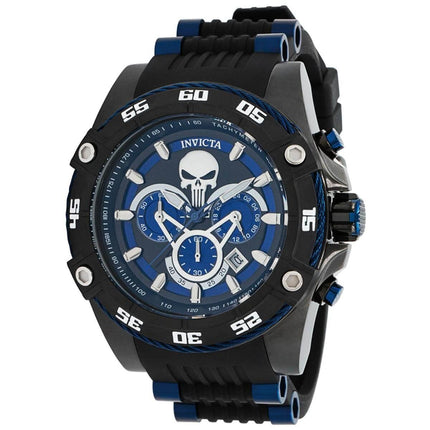 Invicta Men's Quartz Watch - Marvel Punisher Chronograph Black and Blue Dial | 35366 ,
