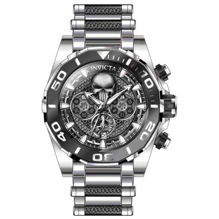Invicta Men's Quartz Watch - Marvel Punisher Silver Tone and Black Bracelet | 37684 ,