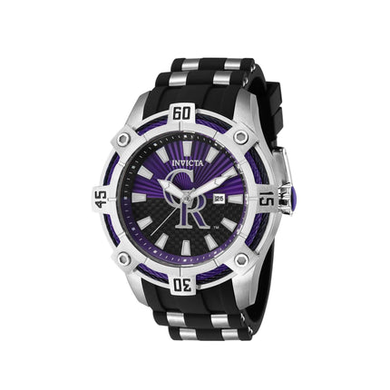 Invicta Men's Quartz Watch - MLB Colorado Rockies Black and Purple Dial Strap | 43267 ,