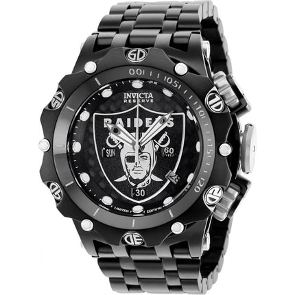 Invicta Men's Quartz Watch - NFL Las Vegas Raiders Chrono Black SS Bracelet | 36176 ,