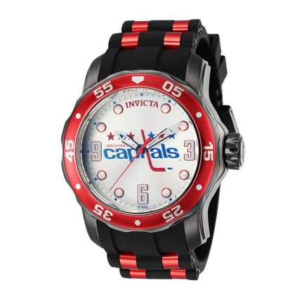 Invicta Men's Quartz Watch - NHL Washington Capitals Silver Tone Dial Strap | 42663 ,