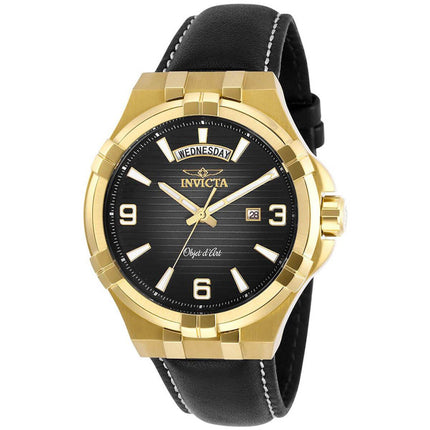 Invicta Men's Quartz Watch - Objet D Art Black Leather Strap | 30186 ,
