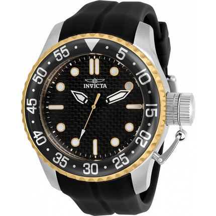 Invicta Men's Quartz Watch - Pro Diver Black Carbon Fiber Dial Rubber Strap | 32964 ,