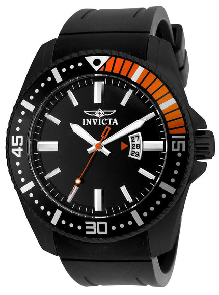 Invicta Men's Quartz Watch - Pro Diver Black Dial Black Polyurethane Strap | 21449 ,