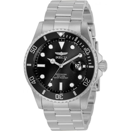 Invicta Men's Quartz Watch - Pro Diver Black Dial Silver Steel Bracelet | 33266 ,
