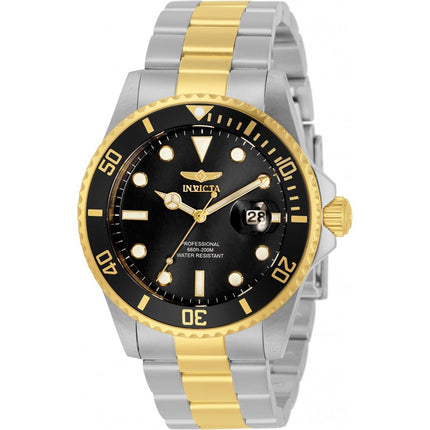 Invicta Men's Quartz Watch - Pro Diver Black Dial Two Tone Steel Bracelet | 33269 ,