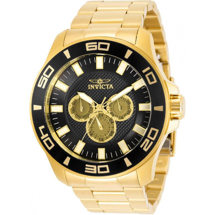 Invicta Men's Quartz Watch - Pro Diver Black Dial Yellow Gold Bracelet | 30784 ,