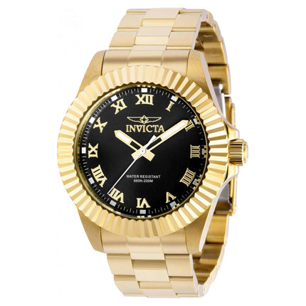 Invicta Men's Quartz Watch - Pro Diver Black Dial Yellow Gold Case Bracelet | 37406 ,