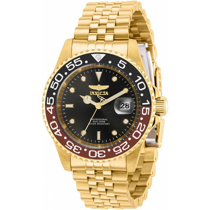 Invicta Men's Quartz Watch - Pro Diver Black Dial Yellow Gold Steel Bracelet | 36042 ,