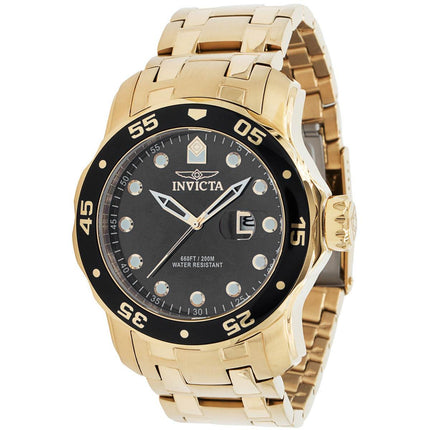 Invicta Men's Quartz Watch - Pro Diver Black Dial Yellow Gold Steel Bracelet | 39085 ,