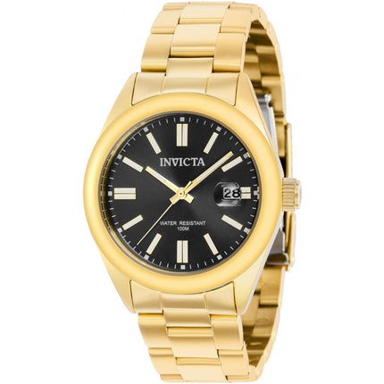 Invicta Men's Quartz Watch - Pro Diver Date Black Dial Yellow Gold Bracelet | 38480 ,