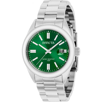 Invicta Men's Quartz Watch - Pro Diver Date Green Dial Silver Steel Bracelet | 38478 ,