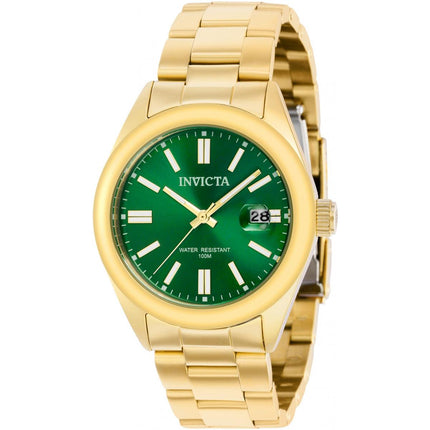 Invicta Men's Quartz Watch - Pro Diver Date Green Dial Yellow Gold Bracelet | 38484 ,