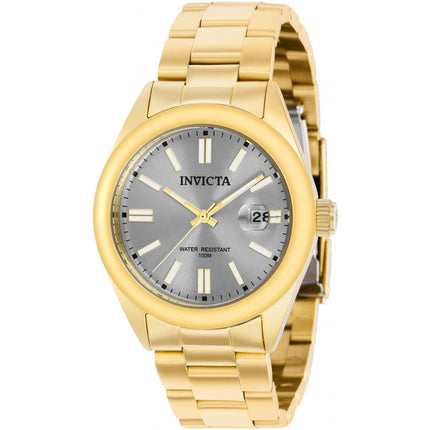 Invicta Men's Quartz Watch - Pro Diver Date Grey Dial Yellow Gold Steel Bracelet | 38481 ,