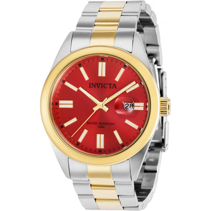 Invicta Men's Quartz Watch - Pro Diver Date Red Dial Two Tone Steel Bracelet | 38471 ,