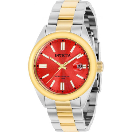 Invicta Men's Quartz Watch - Pro Diver Date Red Dial Two Tone Steel Bracelet | 38492 ,