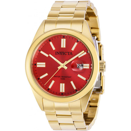 Invicta Men's Quartz Watch - Pro Diver Date Red Dial Yellow Gold Bracelet | 38465 ,