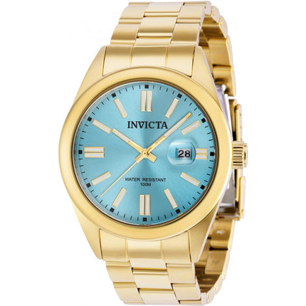 Invicta Men's Quartz Watch - Pro Diver Date Sky Blue Dial Yellow Gold Bracelet | 38463 ,