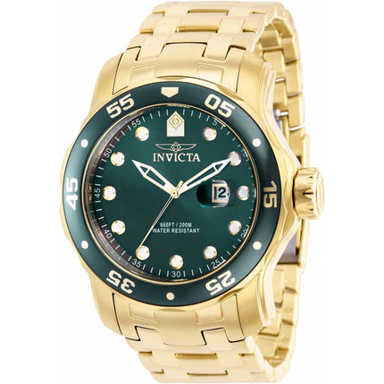 Invicta Men's Quartz Watch - Pro Diver Green Dial Yellow Gold Steel Bracelet | 39088 ,
