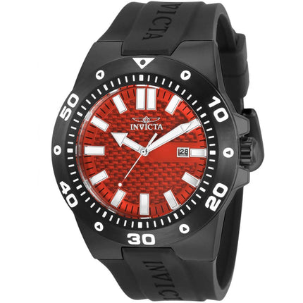 Invicta Men's Quartz Watch - Pro Diver Red Dial Black Rubber Strap | 30963 ,