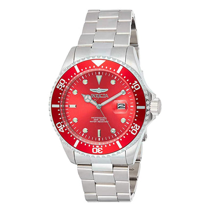 Invicta Men's Quartz Watch - Pro Diver Red Dial Stainless Steel Bracelet | 22048 ,