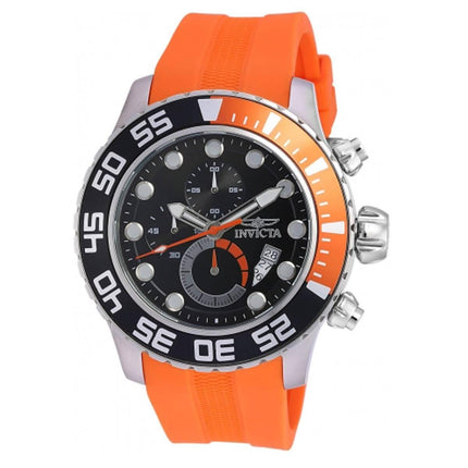 Invicta Men's Quartz Watch - Pro Diver Rotating Bezel Black Dial Orange Strap | 19243 ,