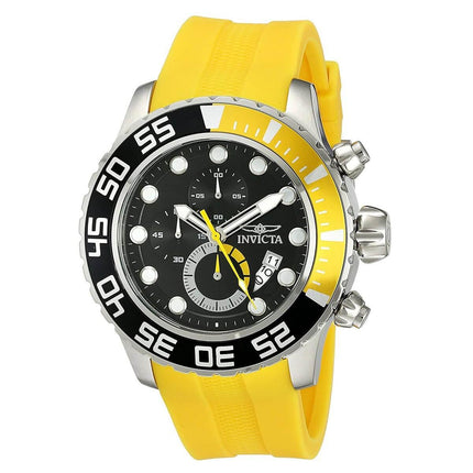 Invicta Men's Quartz Watch - Pro Diver Rotating Bezel Black Dial Yellow Strap | 19244 ,