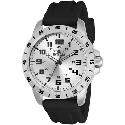 Invicta Men's Quartz Watch - Pro Diver Silver Dial Black Polyurethane Strap | 21834 ,