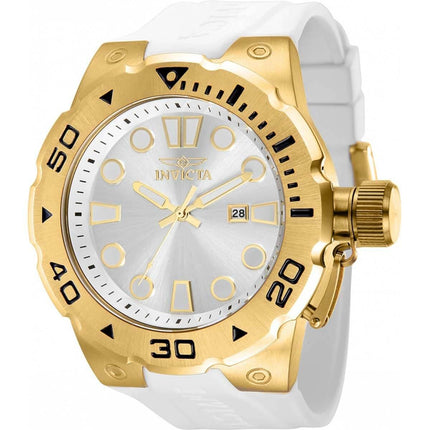 Invicta Men's Quartz Watch - Pro Diver Silver Tone Dial White Rubber Strap | 36989 ,