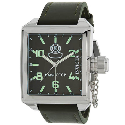 Invicta Men's Quartz Watch - Russian Diver Green Dial Leather Strap | 33706 ,