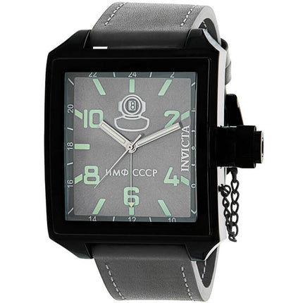 Invicta Men's Quartz Watch - Russian Diver Grey Dial Leather Strap | 33707 ,