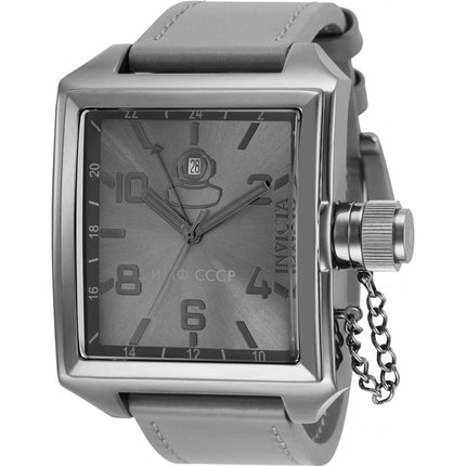 Invicta Men's Quartz Watch - Russian Diver Grey Dial Leather Strap SS Case | 35419 ,