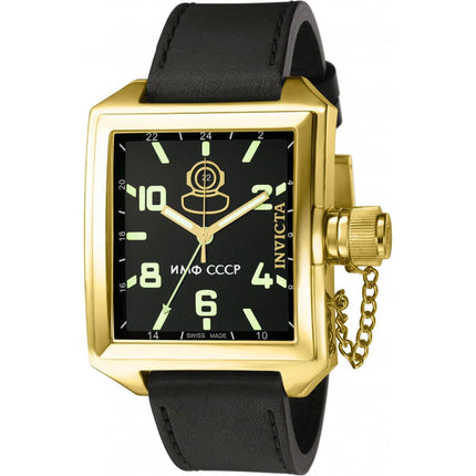 Invicta Men's Quartz Watch - Russian Diver Leather Strap Black Dial | 7191 ,