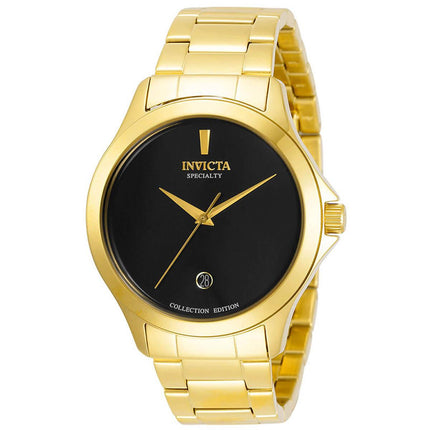 Invicta Men's Quartz Watch - Specialty Black Dial Yellow Gold Plated Bracelet | 31121 ,