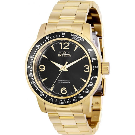 Invicta Men's Quartz Watch - Specialty Black Dial Yellow Gold Steel Bracelet | 38530 ,