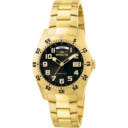 Invicta Men's Quartz Watch - Specialty Black Dial Yellow Gold Steel Bracelet | 5763 ,