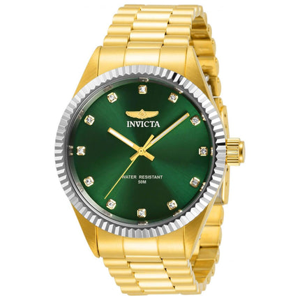 Invicta Men's Quartz Watch - Specialty Crystal Green Dial Yellow Gold Bracelet | 31013 ,